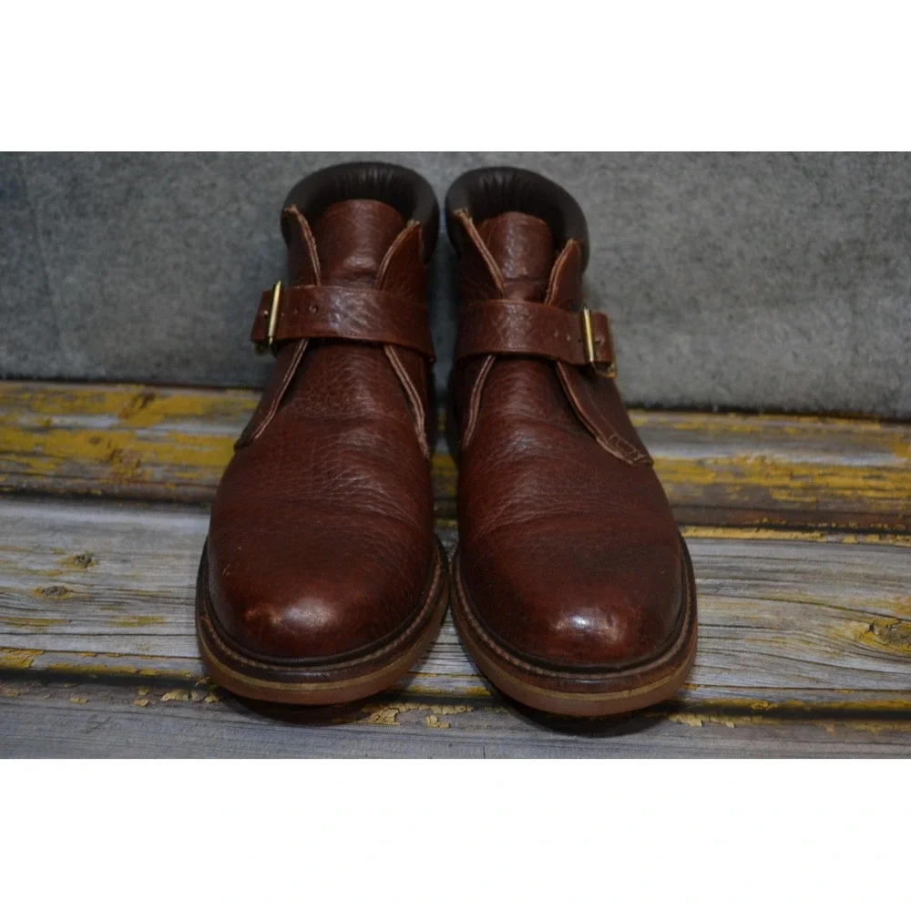 Vintage Hawthorne Classics Boots Mens 12AA Brown Leather Biker Buckle Vibram USA